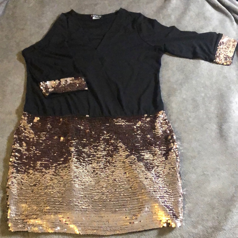 Venus Black and Gold cocktail dress